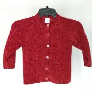 Vtg Baby Gap Red Cardigan Sweater Toddler Size 4 XL Soft